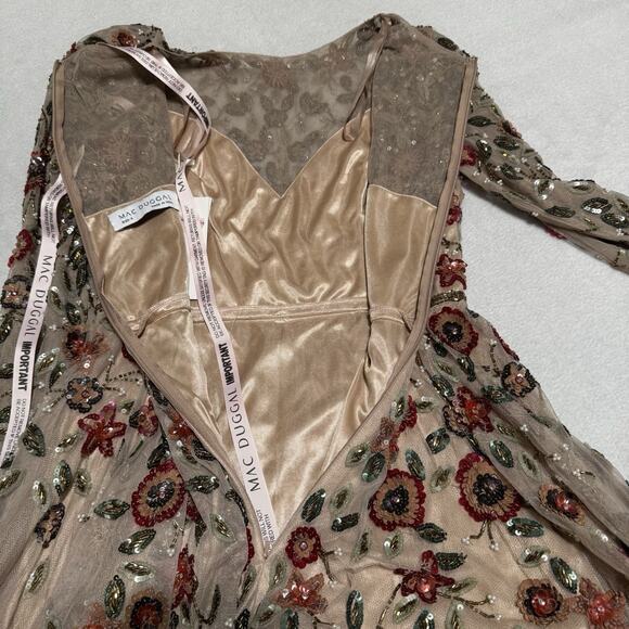 MAC DUGGAL 5533 Embellished Gown 4 Antique Rose High Neck Long Sleeves NWT $798 - Picture 12 of 16